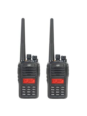 Kit 2 statii radio portabile PNI PMR R18, 446MHz, 0.5W, 128 canale, 16 PMR si tonuri 50 CTCSS si 104 DCS, Radio FM, prog