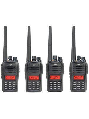 Kit 4 statii radio portabile PNI PMR R18, 446MHz, 0.5W, 128 canale, 16 PMR si tonuri 50 CTCSS si 104 DCS, Radio FM, prog