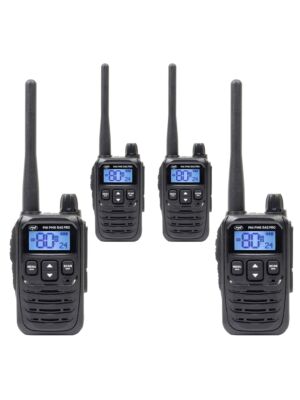 Kit 4 statii radio portabile PNI PMR R45 PRO 446MHz, 0.5W, 99 canale programabile, 16 PMR si tonuri 38 CTCSS si 104 DCS,