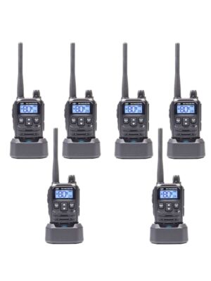 Kit 6 statii radio portabile PNI PMR R45 PRO 446MHz, 0.5W, 99 canale programabile, 16 PMR si tonuri 38 CTCSS si 104 DCS,